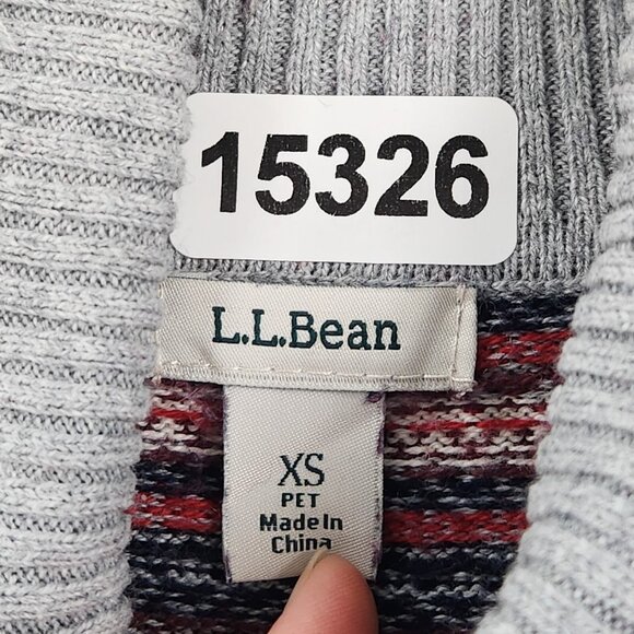 LL Bean Sweater Womens XS Petite Gray Striped Turtleneck Cotton Cashmere Blend - Picture 6 of 10